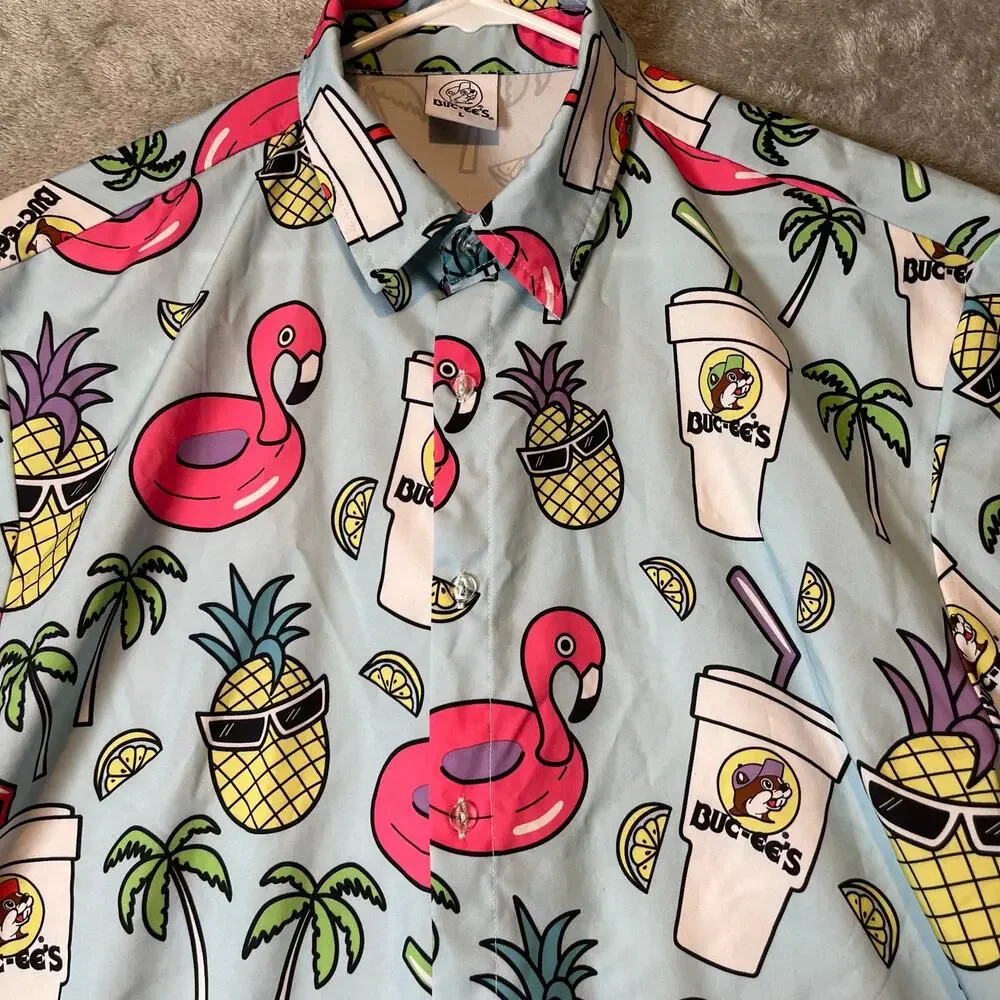 Bucees Camper Cup Pineapple Flamingo Button Up Tropical Size Large Summer_2